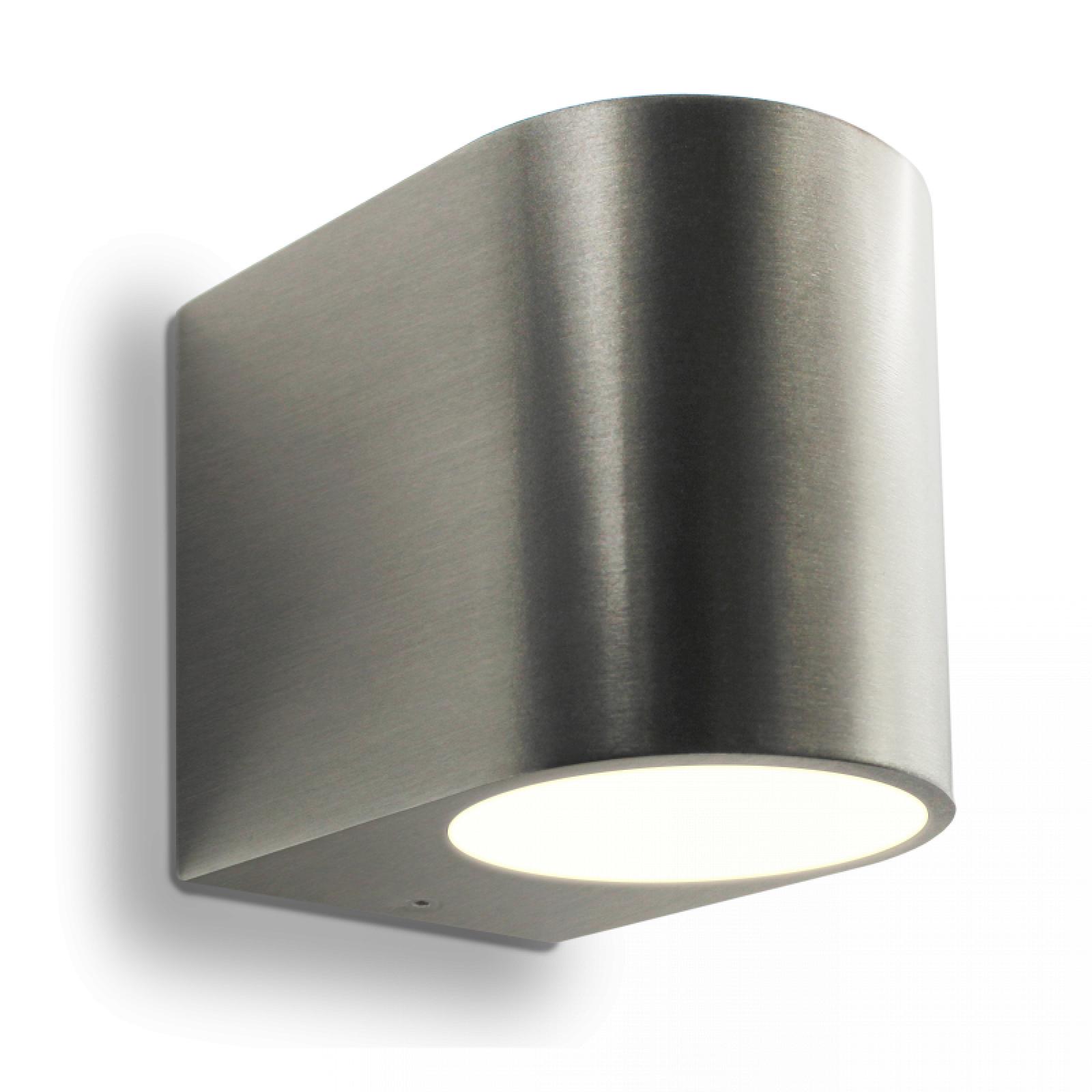  LED Wandleuchte Edelstahl gebürstet Abgerundet Glas 1-flammig Schrauben & Dübeln IP44 1,2W LED Lichtfarbe warmweiß GU10 230V